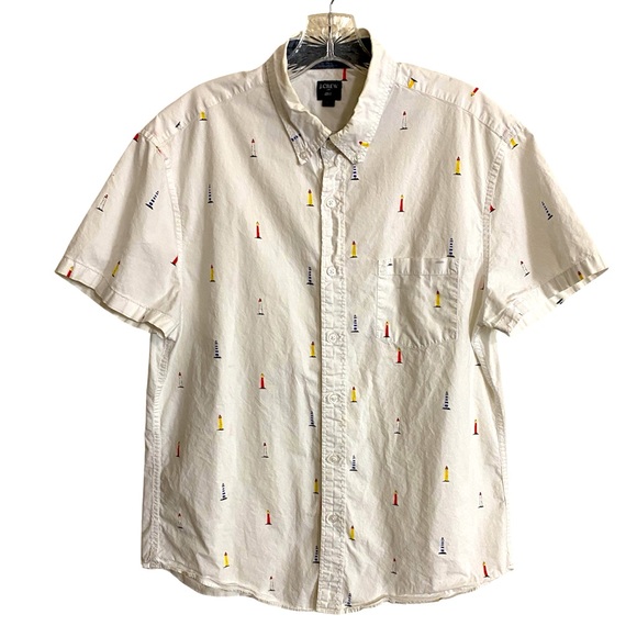 J. Crew White Shirt with Nautical Lighthouse Accents - Picture 1 of 12